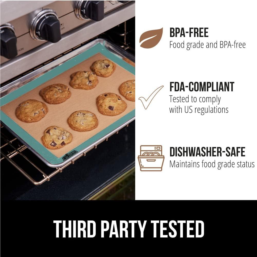 imageGORILLA GRIP Reusable Nonstick Silicone Baking Mat 2Pack 165x1187 Half Sheet BPAFree Oven Safe Food Liner for Cookie Sheets No Mess Easy Clean Pastry Mats Holiday Baking Essentials BlackMint