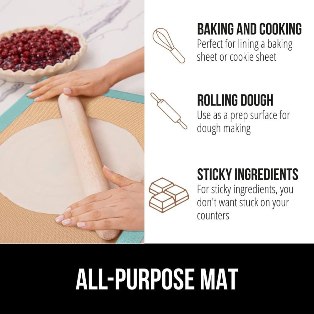 imageGORILLA GRIP Reusable Nonstick Silicone Baking Mat 2Pack 165x1187 Half Sheet BPAFree Oven Safe Food Liner for Cookie Sheets No Mess Easy Clean Pastry Mats Holiday Baking Essentials BlackMint