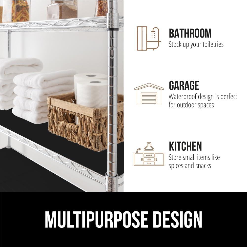 imageGORILLA GRIP ShelfGuard Wire Shelf Liner Compatible with Amazon Basics Shelving Unit Set of 5 Waterproof Liners for Organizing Metal Rack Shelves Kitchen Cabinets Cupboard Pantry 14x30 ClearBlack