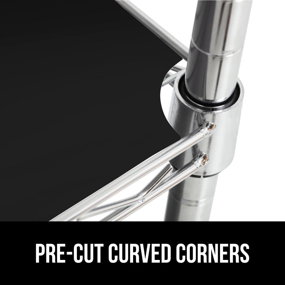 imageGORILLA GRIP ShelfGuard Wire Shelf Liner Compatible with Amazon Basics Shelving Unit Set of 5 Waterproof Liners for Organizing Metal Rack Shelves Kitchen Cabinets Cupboard Pantry 14x30 ClearBlack