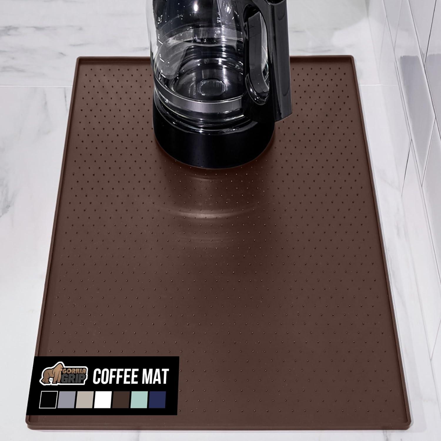 imageGORILLA GRIP Silicone Coffee Mat Espresso Machine Bar Accessories Keep Kitchen Counters Clean Stays in Place Waterproof and Heat Resistant Dish Drying Mats Home Decor Essentials 115x186 BlackBrown
