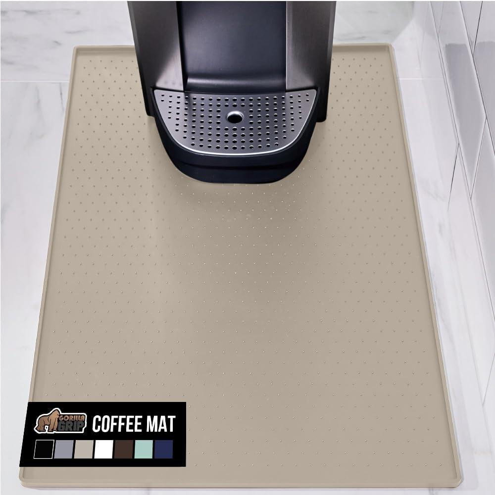 imageGORILLA GRIP Silicone Coffee Mat Espresso Machine Bar Accessories Keep Kitchen Counters Clean Stays in Place Waterproof and Heat Resistant Dish Drying Mats Home Decor Essentials 115x186 BlackAlmond