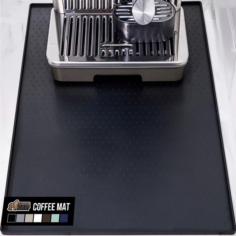 imageGORILLA GRIP Silicone Coffee Mat Espresso Machine Bar Accessories Keep Kitchen Counters Clean Stays in Place Waterproof and Heat Resistant Dish Drying Mats Home Decor Essentials 115x186 BlackBlack