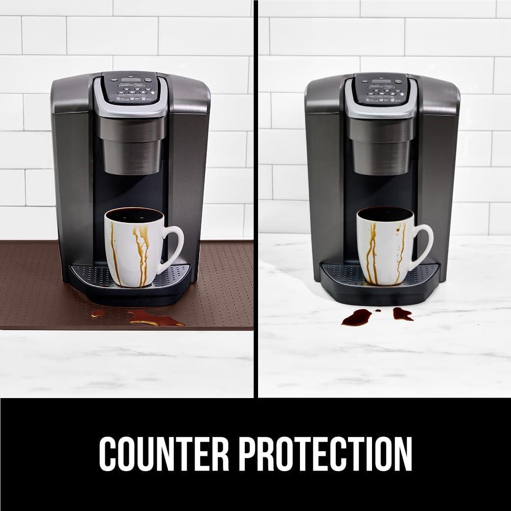 imageGORILLA GRIP Silicone Coffee Mat Espresso Machine Bar Accessories Keep Kitchen Counters Clean Stays in Place Waterproof and Heat Resistant Dish Drying Mats Home Decor Essentials 115x186 BlackBrown