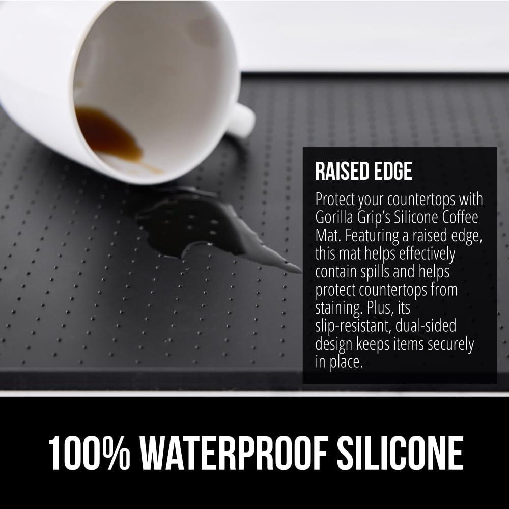 imageGORILLA GRIP Silicone Coffee Mat Espresso Machine Bar Accessories Keep Kitchen Counters Clean Stays in Place Waterproof and Heat Resistant Dish Drying Mats Home Decor Essentials 115x186 BlackBlack