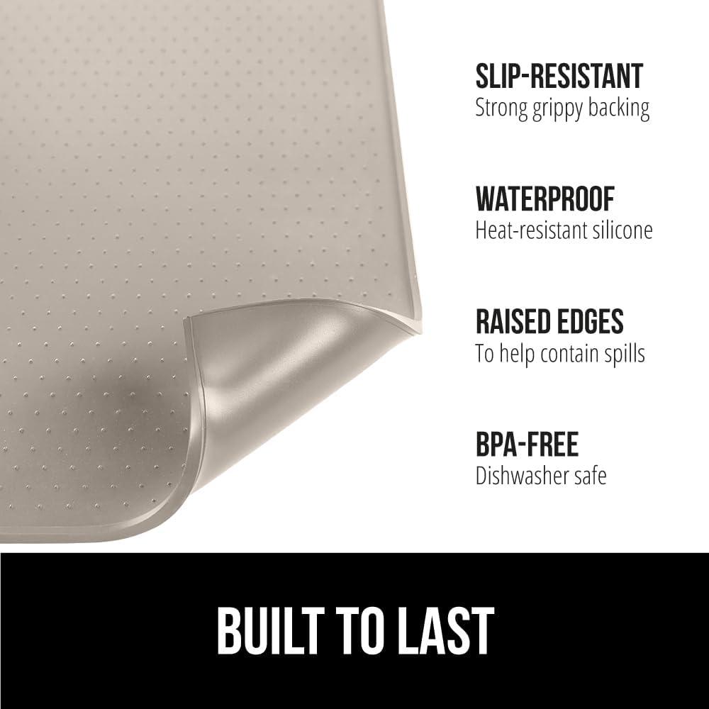imageGORILLA GRIP Silicone Coffee Mat Espresso Machine Bar Accessories Keep Kitchen Counters Clean Stays in Place Waterproof and Heat Resistant Dish Drying Mats Home Decor Essentials 115x186 BlackAlmond
