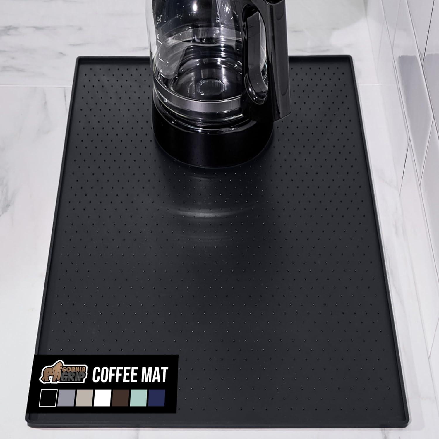 imageGORILLA GRIP Silicone Coffee Mat Espresso Machine Bar Accessories Keep Kitchen Counters Clean Stays in Place Waterproof and Heat Resistant Dish Drying Mats Home Decor Essentials 115x186 BlackBlack
