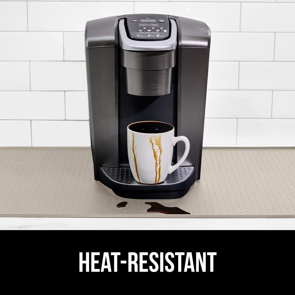 imageGORILLA GRIP Silicone Coffee Mat Espresso Machine Bar Accessories Keep Kitchen Counters Clean Stays in Place Waterproof and Heat Resistant Dish Drying Mats Home Decor Essentials 115x186 BlackAlmond