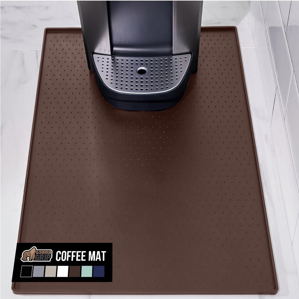 imageGORILLA GRIP Silicone Coffee Mat Espresso Machine Bar Accessories Keep Kitchen Counters Clean Stays in Place Waterproof and Heat Resistant Dish Drying Mats Home Decor Essentials 115x186 BlackBrown