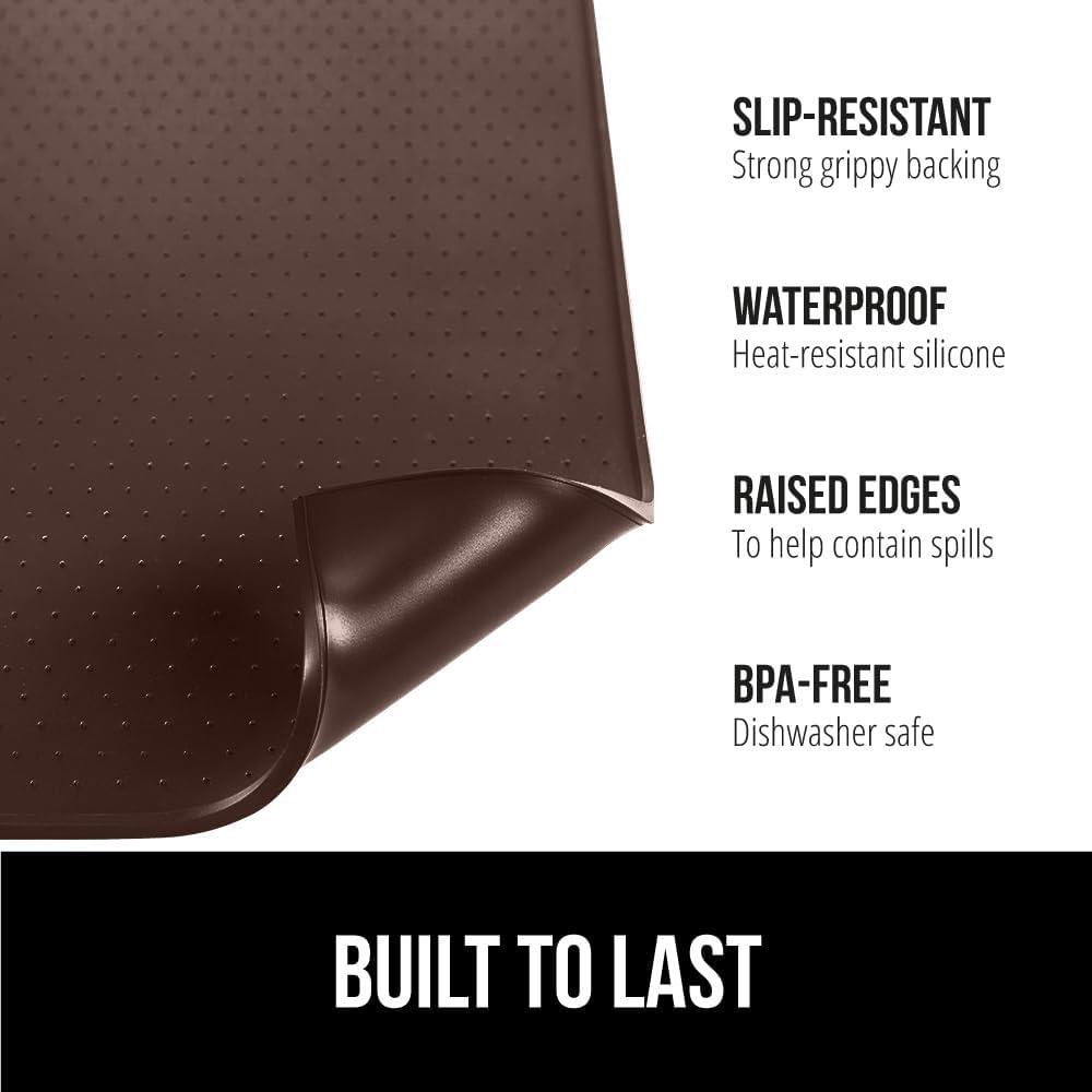imageGORILLA GRIP Silicone Coffee Mat Espresso Machine Bar Accessories Keep Kitchen Counters Clean Stays in Place Waterproof and Heat Resistant Dish Drying Mats Home Decor Essentials 115x186 BlackBrown