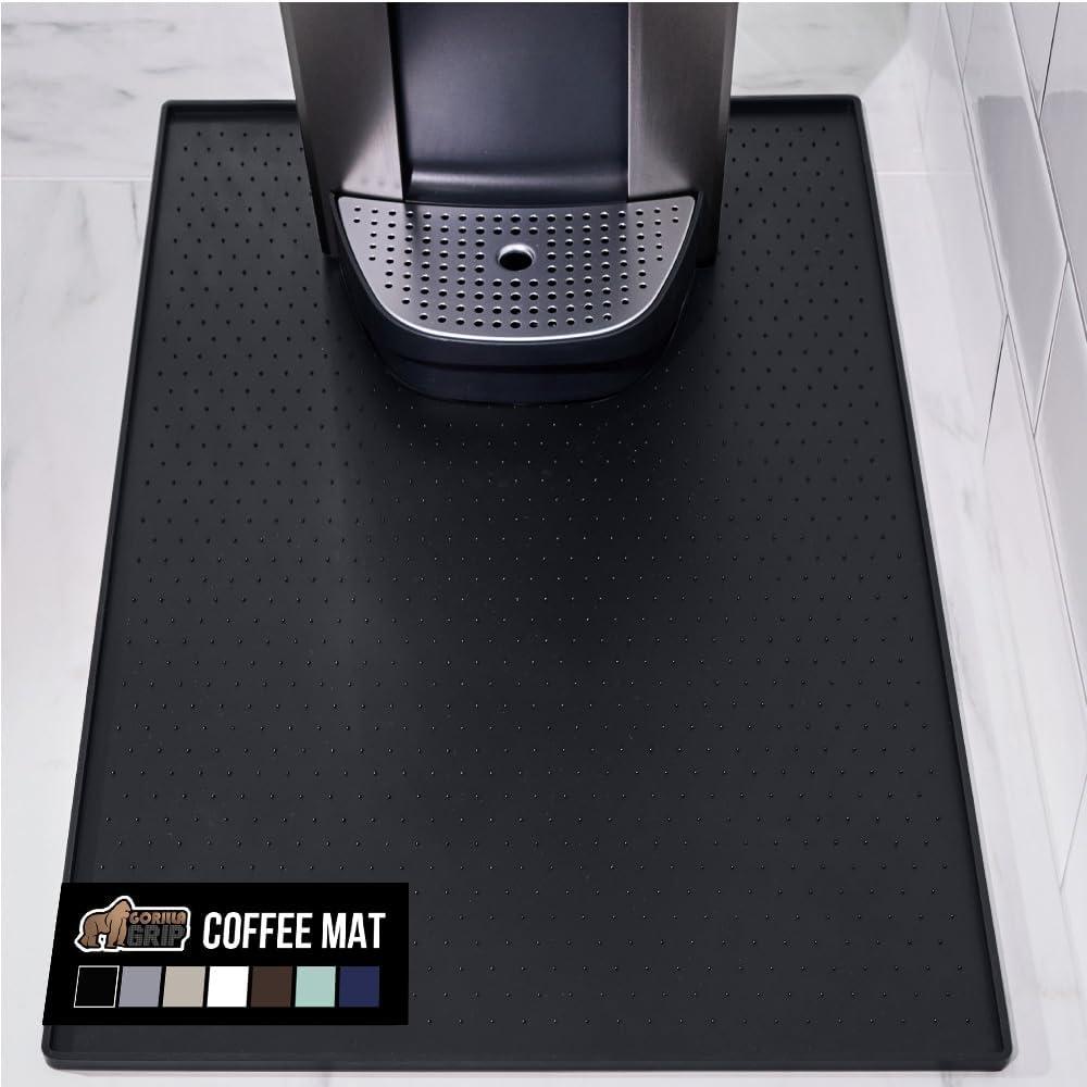 imageGORILLA GRIP Silicone Coffee Mat Espresso Machine Bar Accessories Keep Kitchen Counters Clean Stays in Place Waterproof and Heat Resistant Dish Drying Mats Home Decor Essentials 115x186 BlackBlack