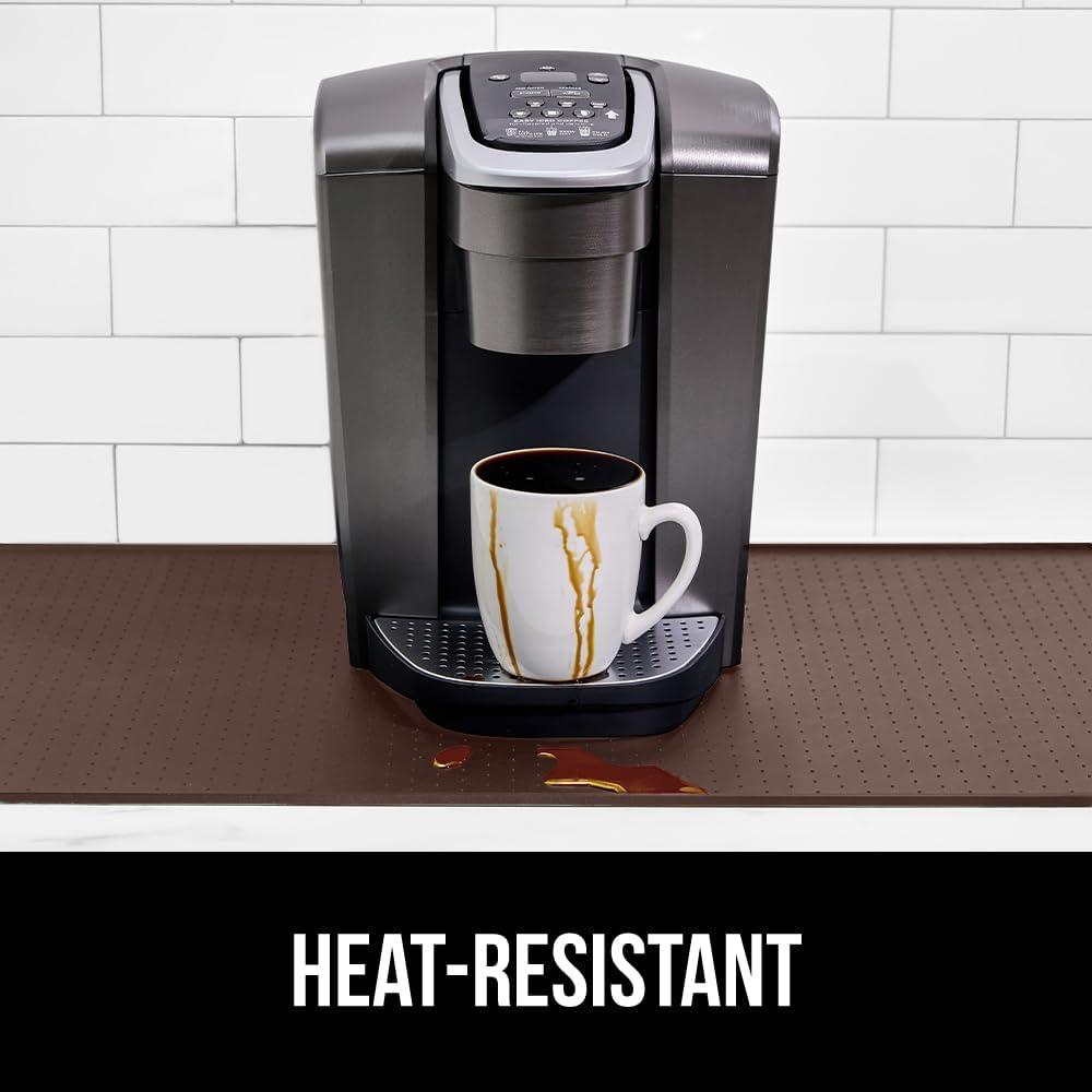 imageGORILLA GRIP Silicone Coffee Mat Espresso Machine Bar Accessories Keep Kitchen Counters Clean Stays in Place Waterproof and Heat Resistant Dish Drying Mats Home Decor Essentials 115x186 BlackBrown