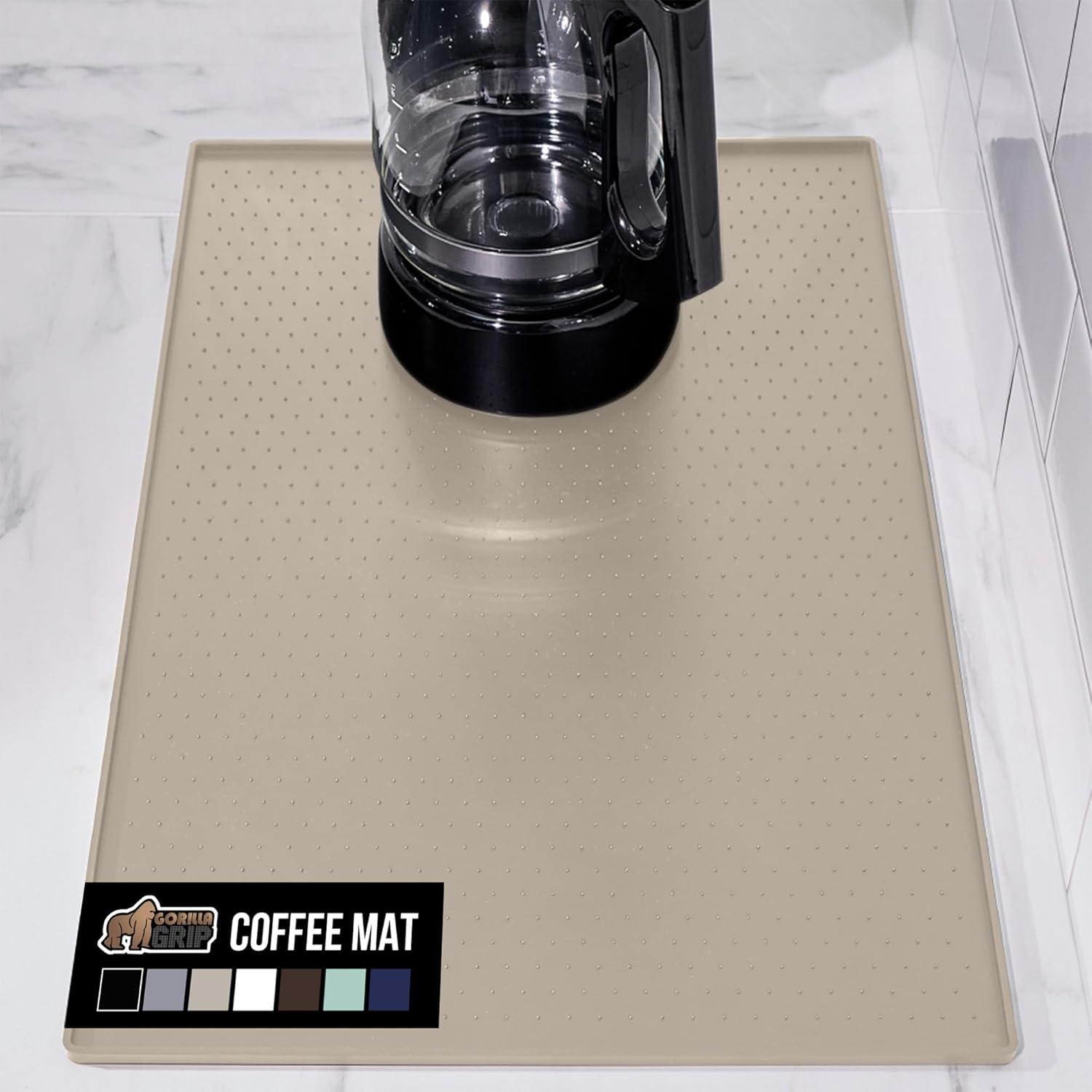imageGORILLA GRIP Silicone Coffee Mat Espresso Machine Bar Accessories Keep Kitchen Counters Clean Stays in Place Waterproof and Heat Resistant Dish Drying Mats Home Decor Essentials 115x186 BlackAlmond