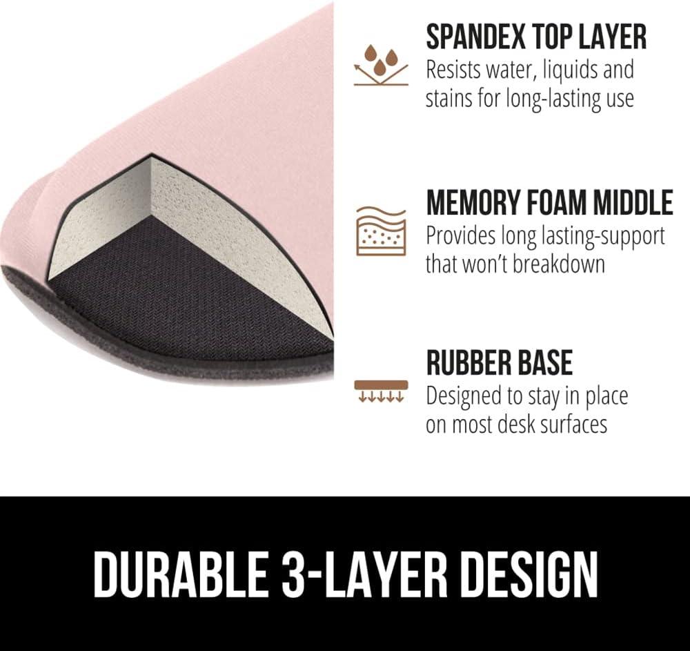 imageGORILLA GRIP Silky Memory Foam Keyboard Wrist Rest and Mouse Pad for Computer Ergonomic Typing Support Desk Office Supplies and Gaming Accessories Hand amp Arm Mousepad Cushions and Coaster Set BlackLight Pink