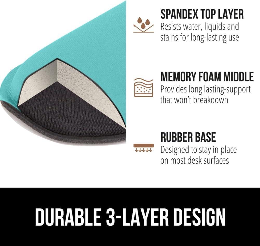 imageGORILLA GRIP Silky Memory Foam Keyboard Wrist Rest and Mouse Pad for Computer Ergonomic Typing Support Desk Office Supplies and Gaming Accessories Hand amp Arm Mousepad Cushions and Coaster Set BlackTurquoise