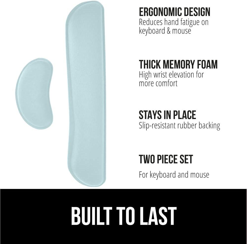 imageGORILLA GRIP Silky Memory Foam Keyboard Wrist Rest and Mouse Pad for Computer Ergonomic Typing Support Desk Office Supplies and Gaming Accessories Hand amp Arm Mousepad Cushions and Coaster Set BlackSky Blue
