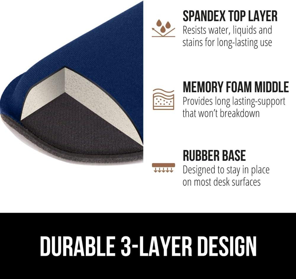 imageGORILLA GRIP Silky Memory Foam Keyboard Wrist Rest and Mouse Pad for Computer Ergonomic Typing Support Desk Office Supplies and Gaming Accessories Hand amp Arm Mousepad Cushions and Coaster Set BlackNavy Blue