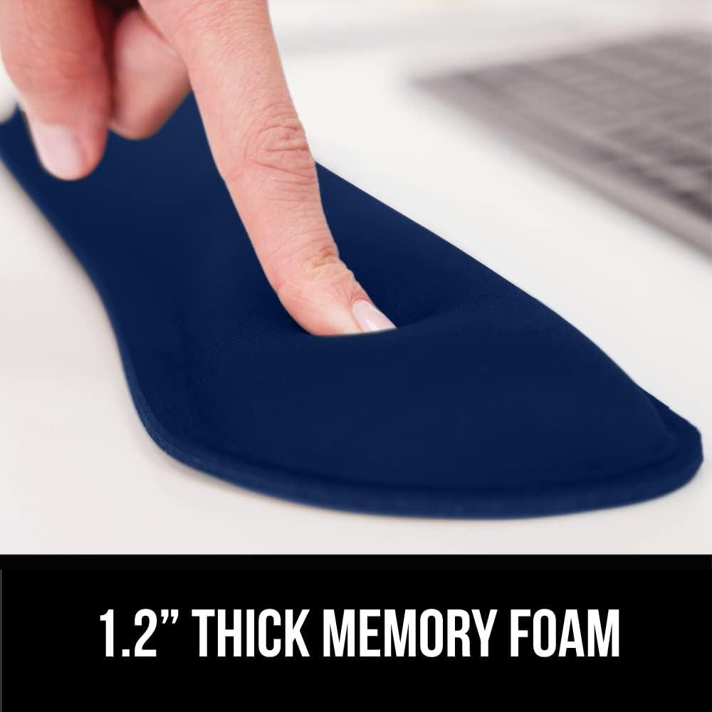 imageGORILLA GRIP Silky Memory Foam Keyboard Wrist Rest and Mouse Pad for Computer Ergonomic Typing Support Desk Office Supplies and Gaming Accessories Hand amp Arm Mousepad Cushions and Coaster Set BlackNavy Blue