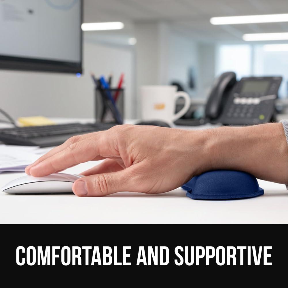 imageGORILLA GRIP Silky Memory Foam Keyboard Wrist Rest and Mouse Pad for Computer Ergonomic Typing Support Desk Office Supplies and Gaming Accessories Hand amp Arm Mousepad Cushions and Coaster Set BlackNavy Blue