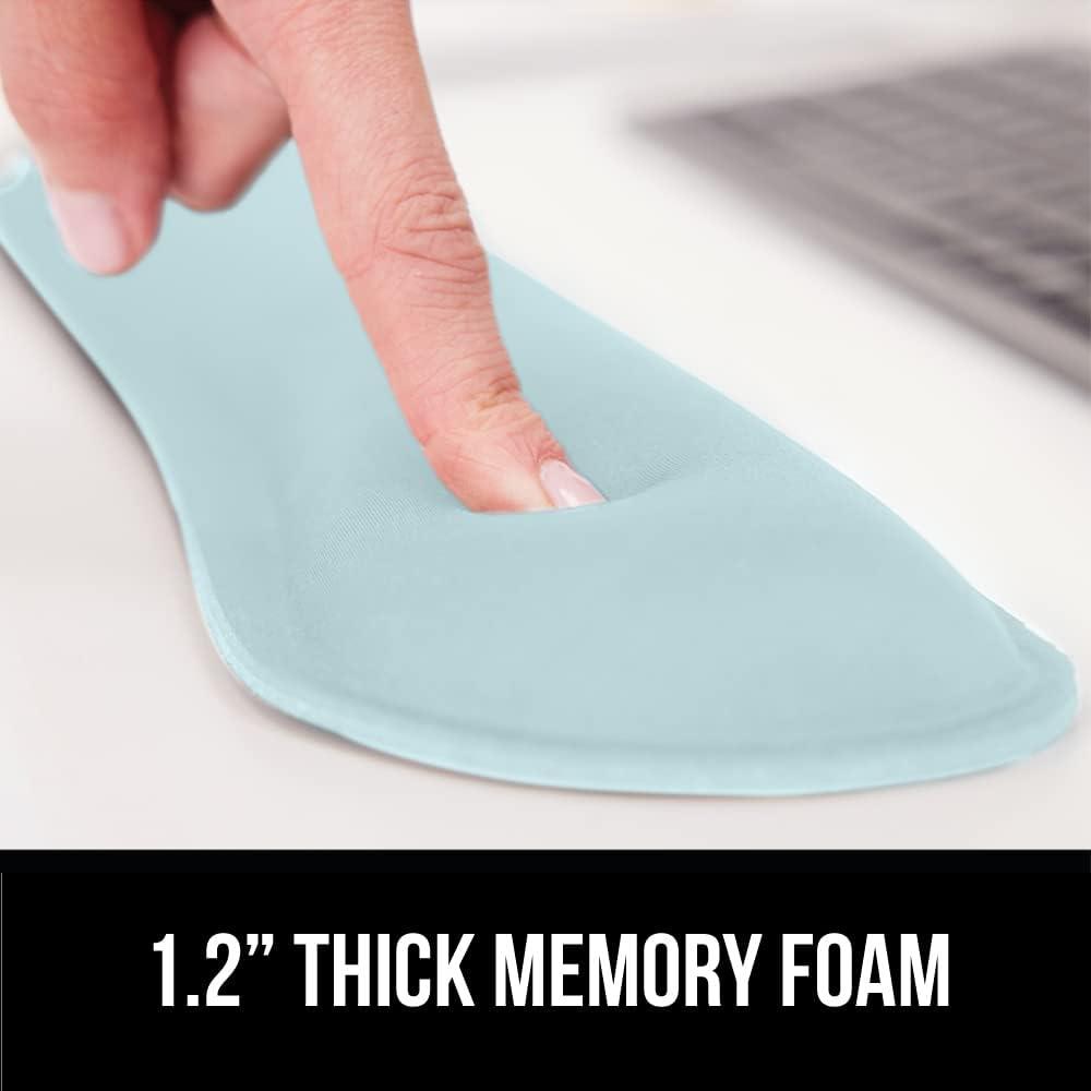 imageGORILLA GRIP Silky Memory Foam Keyboard Wrist Rest and Mouse Pad for Computer Ergonomic Typing Support Desk Office Supplies and Gaming Accessories Hand amp Arm Mousepad Cushions and Coaster Set BlackSky Blue