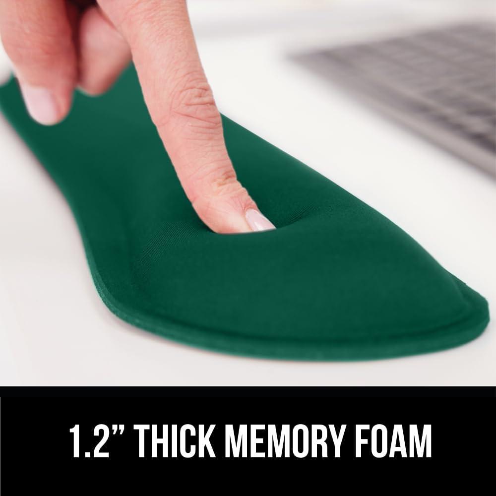 imageGORILLA GRIP Silky Memory Foam Keyboard Wrist Rest and Mouse Pad for Computer Ergonomic Typing Support Desk Office Supplies and Gaming Accessories Hand amp Arm Mousepad Cushions and Coaster Set BlackHunter Green