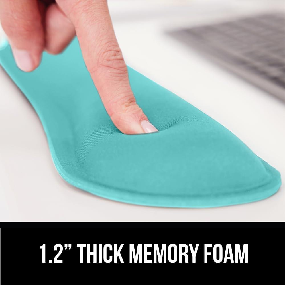 imageGORILLA GRIP Silky Memory Foam Keyboard Wrist Rest and Mouse Pad for Computer Ergonomic Typing Support Desk Office Supplies and Gaming Accessories Hand amp Arm Mousepad Cushions and Coaster Set BlackTurquoise