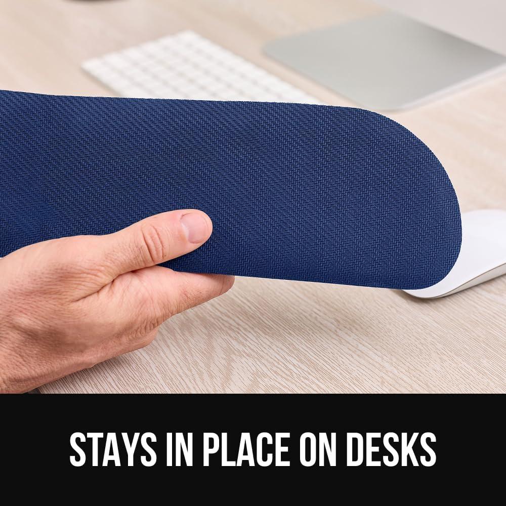 imageGORILLA GRIP Silky Memory Foam Keyboard Wrist Rest and Mouse Pad for Computer Ergonomic Typing Support Desk Office Supplies and Gaming Accessories Hand amp Arm Mousepad Cushions and Coaster Set BlackNavy Blue