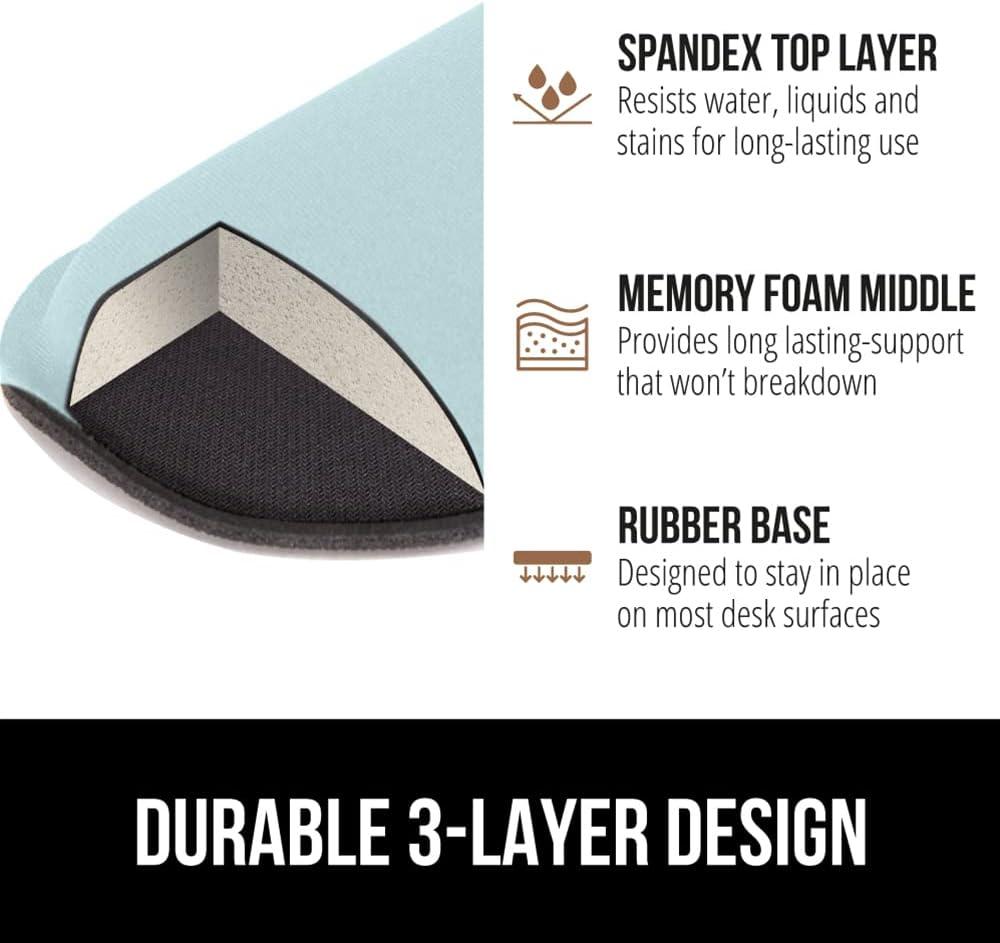 imageGORILLA GRIP Silky Memory Foam Keyboard Wrist Rest and Mouse Pad for Computer Ergonomic Typing Support Desk Office Supplies and Gaming Accessories Hand amp Arm Mousepad Cushions and Coaster Set BlackSky Blue