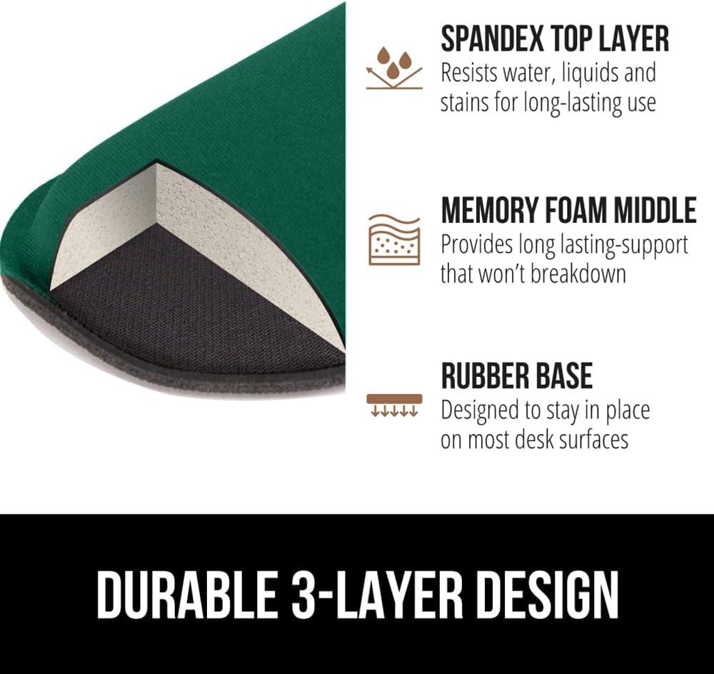 imageGORILLA GRIP Silky Memory Foam Keyboard Wrist Rest and Mouse Pad for Computer Ergonomic Typing Support Desk Office Supplies and Gaming Accessories Hand amp Arm Mousepad Cushions and Coaster Set BlackHunter Green