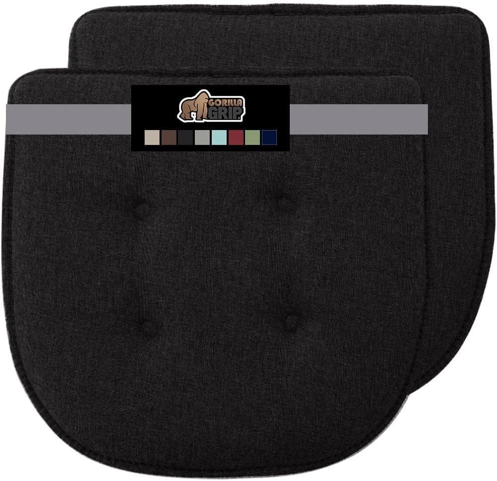 imageGORILLA GRIP Slip Resistant Chair Cushions No Ties Required Memory Foam Pads for Dining Room Kitchen Table Office Rocking Chairs Plush Seat Cover Cushion Pad Home Decor Set of 4 16x16 GreyBlack