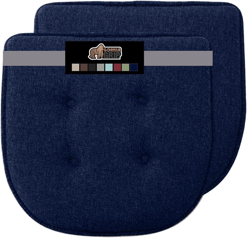 imageGORILLA GRIP Slip Resistant Chair Cushions No Ties Required Memory Foam Pads for Dining Room Kitchen Table Office Rocking Chairs Plush Seat Cover Cushion Pad Home Decor Set of 4 16x16 GreyNavy