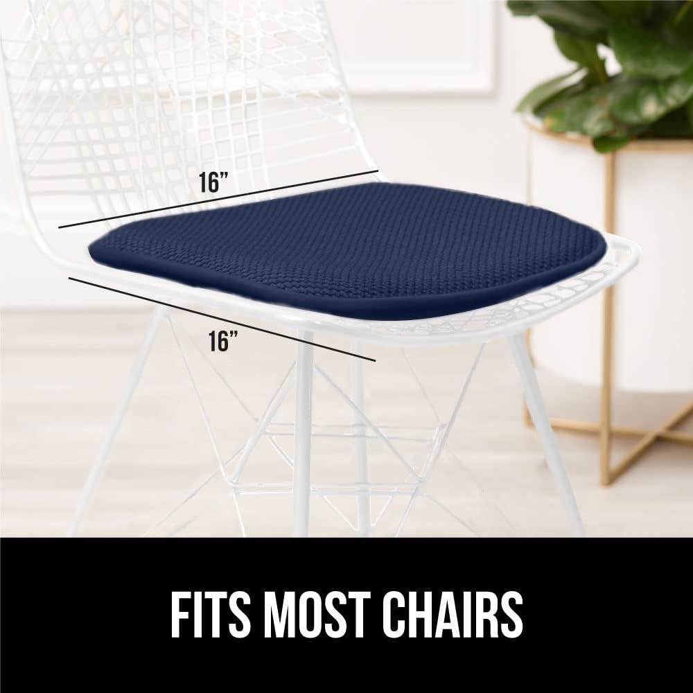 imageGORILLA GRIP Slip Resistant Chair Cushions No Ties Required Memory Foam Pads for Dining Room Kitchen Table Office Rocking Chairs Plush Seat Cover Cushion Pad Home Decor Set of 4 16x16 GreyNavy