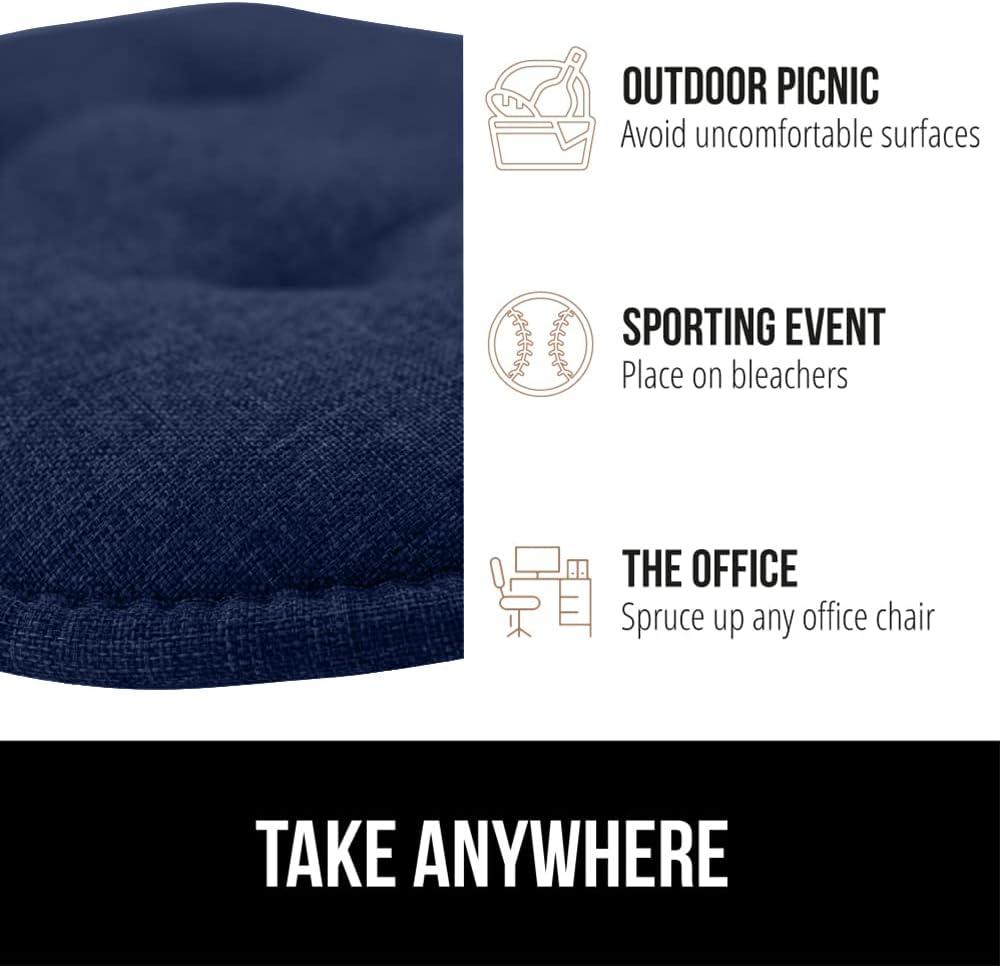 imageGORILLA GRIP Slip Resistant Chair Cushions No Ties Required Memory Foam Pads for Dining Room Kitchen Table Office Rocking Chairs Plush Seat Cover Cushion Pad Home Decor Set of 4 16x16 GreyNavy