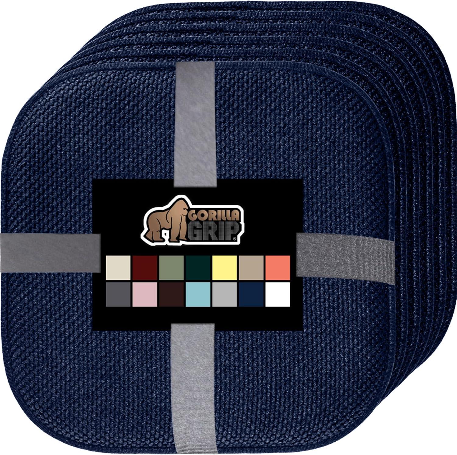 imageGORILLA GRIP Slip Resistant Chair Cushions No Ties Required Memory Foam Pads for Dining Room Kitchen Table Office Rocking Chairs Plush Seat Cover Cushion Pad Home Decor Set of 4 16x16 GreyNavy