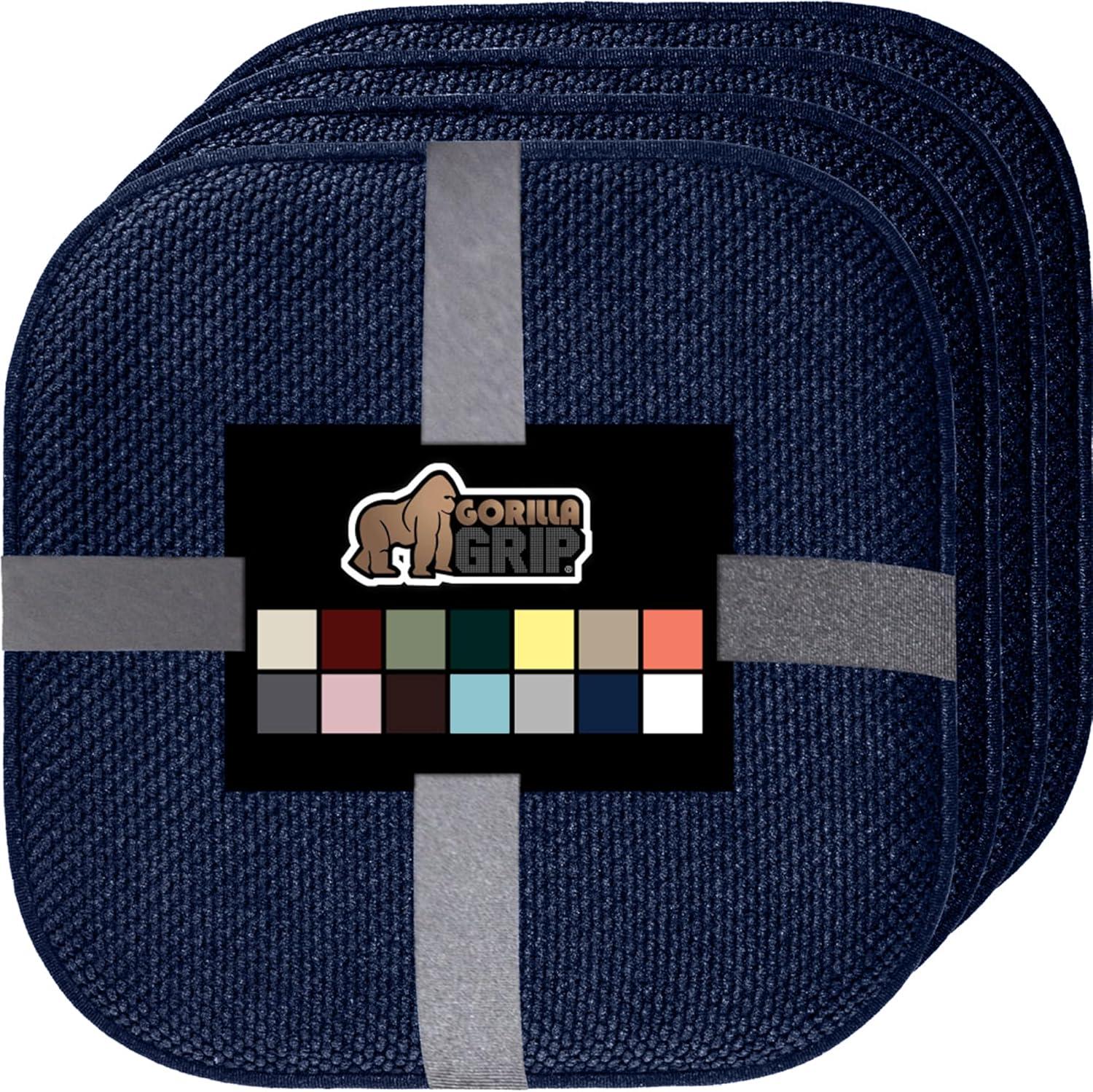 imageGORILLA GRIP Slip Resistant Chair Cushions No Ties Required Memory Foam Pads for Dining Room Kitchen Table Office Rocking Chairs Plush Seat Cover Cushion Pad Home Decor Set of 4 16x16 GreyNavy