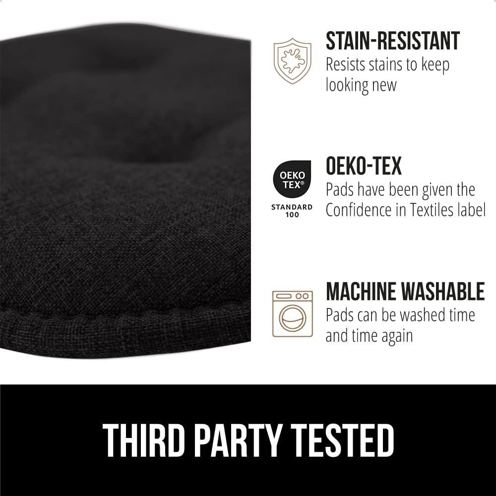 imageGORILLA GRIP Slip Resistant Chair Cushions No Ties Required Memory Foam Pads for Dining Room Kitchen Table Office Rocking Chairs Plush Seat Cover Cushion Pad Home Decor Set of 4 16x16 GreyBlack
