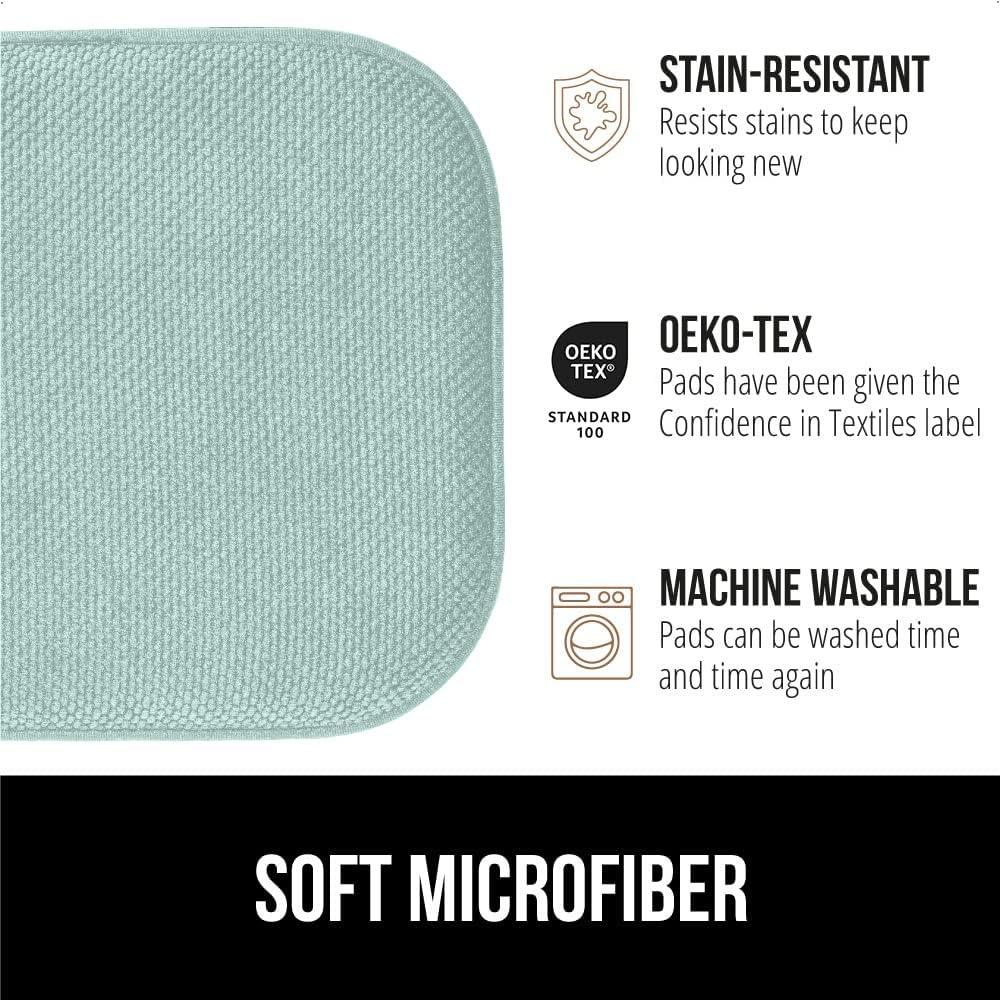 imageGORILLA GRIP Slip Resistant Chair Cushions No Ties Required Memory Foam Pads for Dining Room Kitchen Table Office Rocking Chairs Plush Seat Cover Cushion Pad Home Decor Set of 4 16x16 GreySea Blue