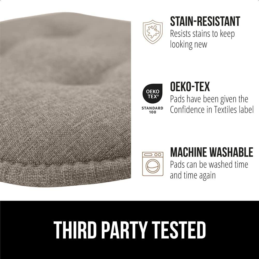 imageGORILLA GRIP Slip Resistant Chair Cushions No Ties Required Memory Foam Pads for Dining Room Kitchen Table Office Rocking Chairs Plush Seat Cover Cushion Pad Home Decor Set of 4 16x16 GreyBeige