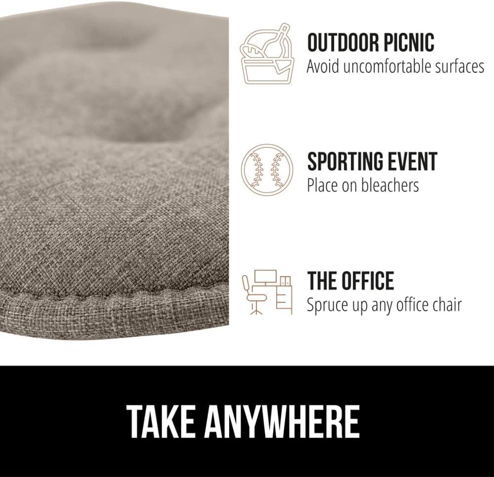 imageGORILLA GRIP Slip Resistant Chair Cushions No Ties Required Memory Foam Pads for Dining Room Kitchen Table Office Rocking Chairs Plush Seat Cover Cushion Pad Home Decor Set of 4 16x16 GreyBeige