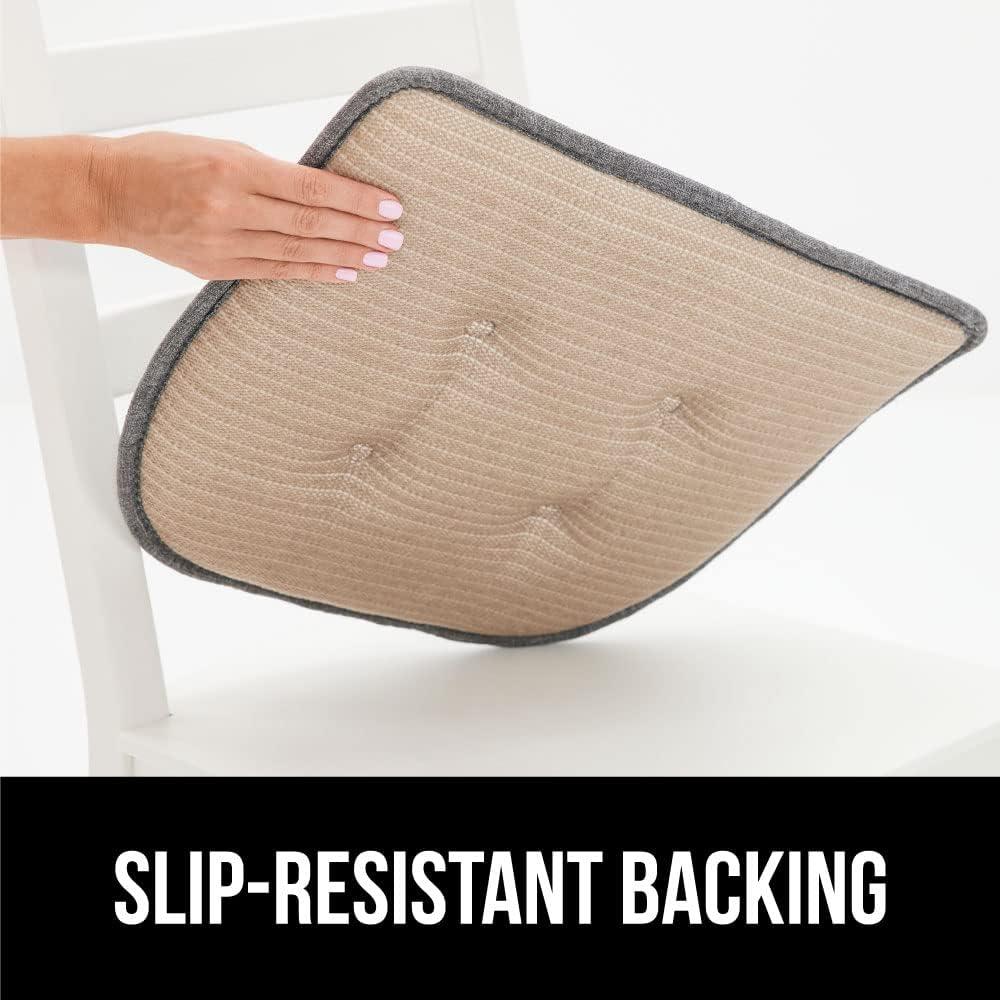imageGORILLA GRIP Slip Resistant Chair Cushions No Ties Required Memory Foam Pads for Dining Room Kitchen Table Office Rocking Chairs Plush Seat Cover Cushion Pad Home Decor Set of 4 16x16 GreyBlack
