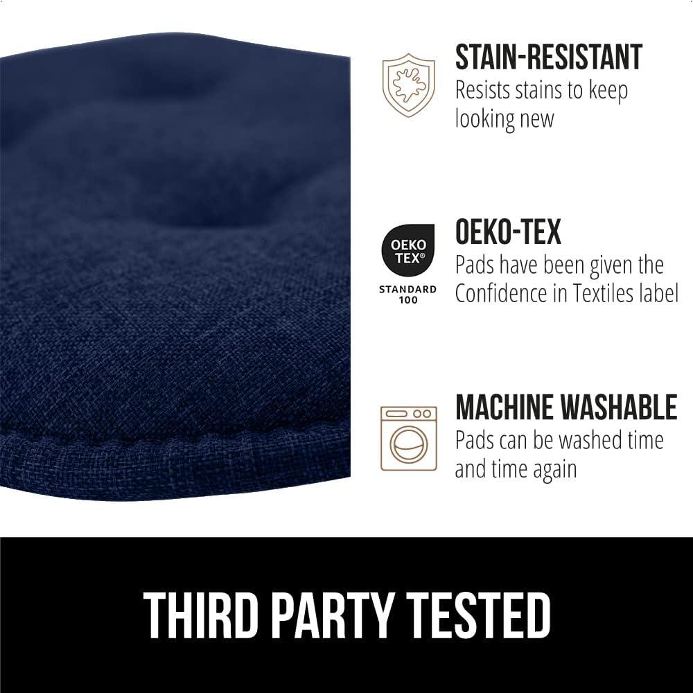 imageGORILLA GRIP Slip Resistant Chair Cushions No Ties Required Memory Foam Pads for Dining Room Kitchen Table Office Rocking Chairs Plush Seat Cover Cushion Pad Home Decor Set of 4 16x16 GreyNavy
