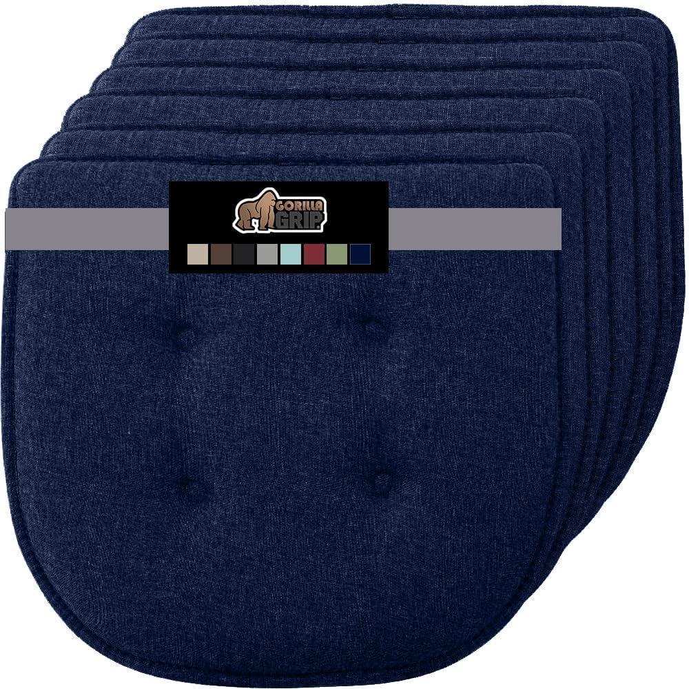 imageGORILLA GRIP Slip Resistant Chair Cushions No Ties Required Memory Foam Pads for Dining Room Kitchen Table Office Rocking Chairs Plush Seat Cover Cushion Pad Home Decor Set of 4 16x16 GreyNavy