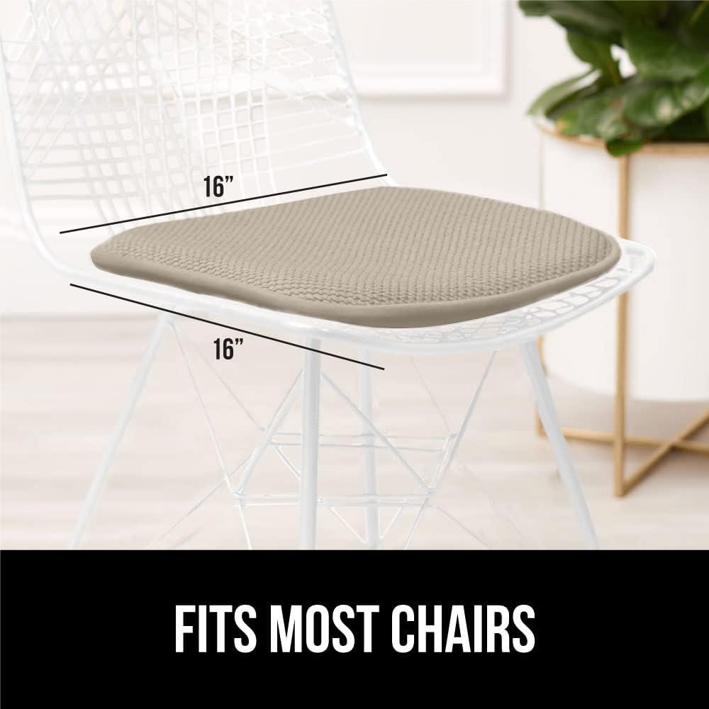 imageGORILLA GRIP Slip Resistant Chair Cushions No Ties Required Memory Foam Pads for Dining Room Kitchen Table Office Rocking Chairs Plush Seat Cover Cushion Pad Home Decor Set of 4 16x16 GreyBeige
