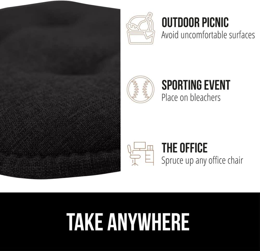 imageGORILLA GRIP Slip Resistant Chair Cushions No Ties Required Memory Foam Pads for Dining Room Kitchen Table Office Rocking Chairs Plush Seat Cover Cushion Pad Home Decor Set of 4 16x16 GreyBlack