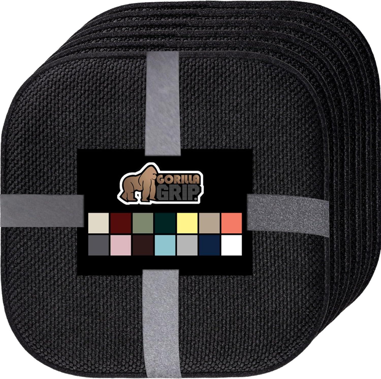 imageGORILLA GRIP Slip Resistant Chair Cushions No Ties Required Memory Foam Pads for Dining Room Kitchen Table Office Rocking Chairs Plush Seat Cover Cushion Pad Home Decor Set of 4 16x16 GreyBlack