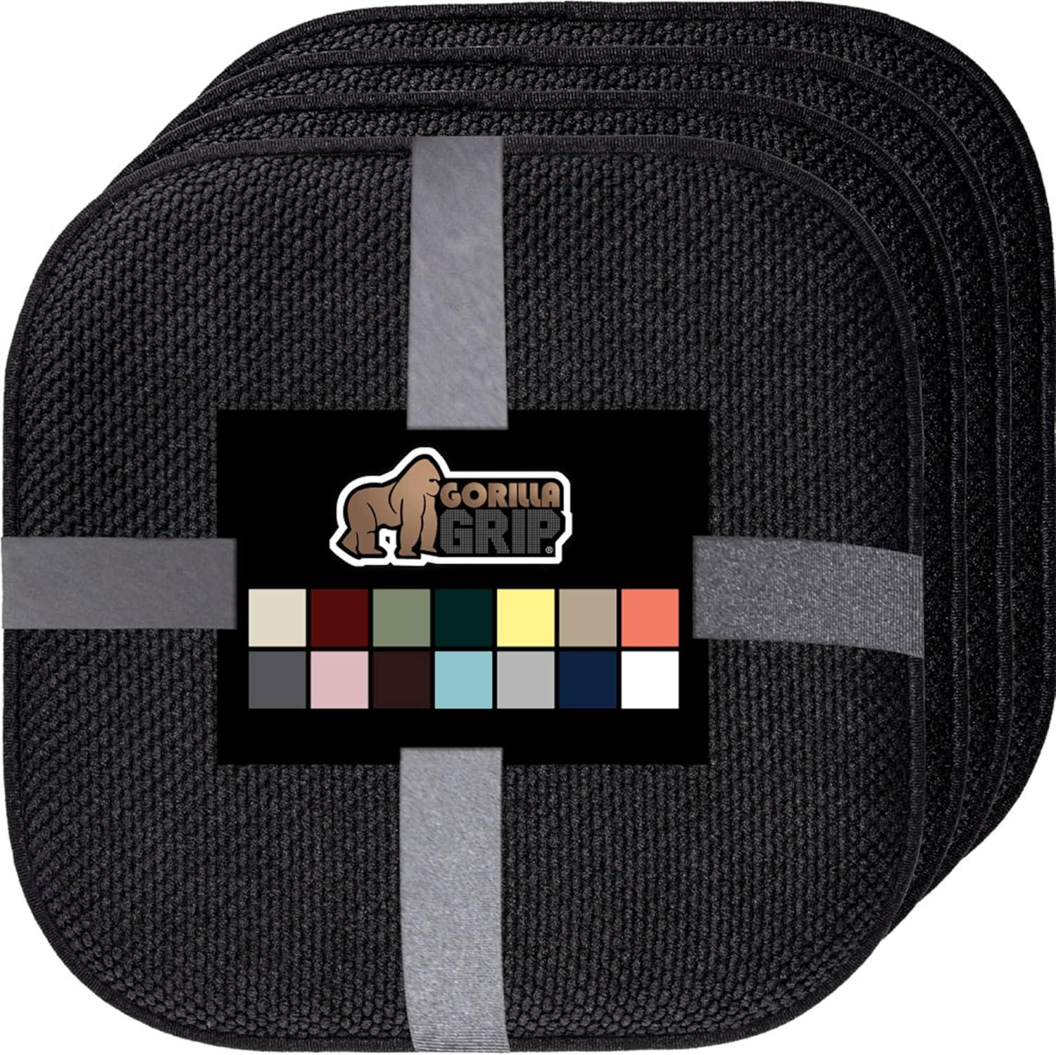 imageGORILLA GRIP Slip Resistant Chair Cushions No Ties Required Memory Foam Pads for Dining Room Kitchen Table Office Rocking Chairs Plush Seat Cover Cushion Pad Home Decor Set of 4 16x16 GreyBlack