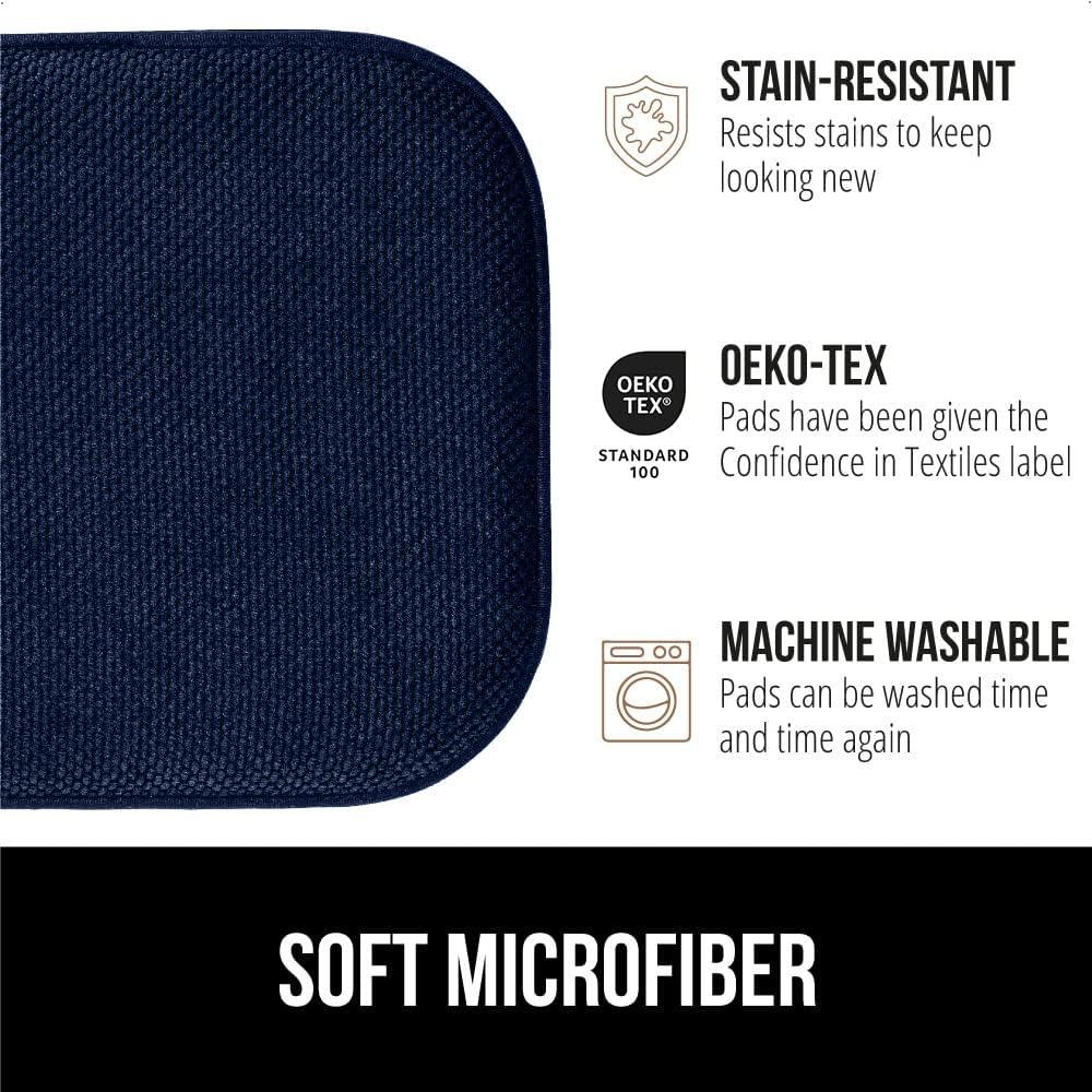 imageGORILLA GRIP Slip Resistant Chair Cushions No Ties Required Memory Foam Pads for Dining Room Kitchen Table Office Rocking Chairs Plush Seat Cover Cushion Pad Home Decor Set of 4 16x16 GreyNavy