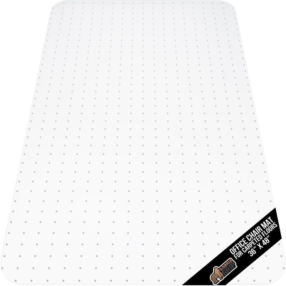 imageGORILLA GRIP Slip Resistant Clear Office Chair Mat for Carpet Floors Smooth Rolling Glide Under Desk Heavy Duty Plastic Computer Mats and Carpeted Floor Protector Work and Gaming Chairs 29x47 LipCarpet