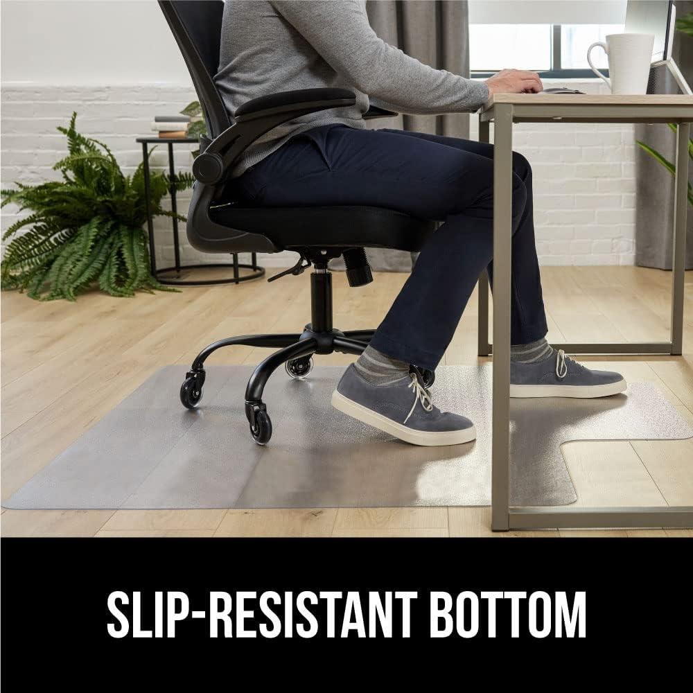 imageGORILLA GRIP Slip Resistant Clear Office Chair Mat for Carpet Floors Smooth Rolling Glide Under Desk Heavy Duty Plastic Computer Mats and Carpeted Floor Protector Work and Gaming Chairs 29x47 LipHard Floor Mat With Lip
