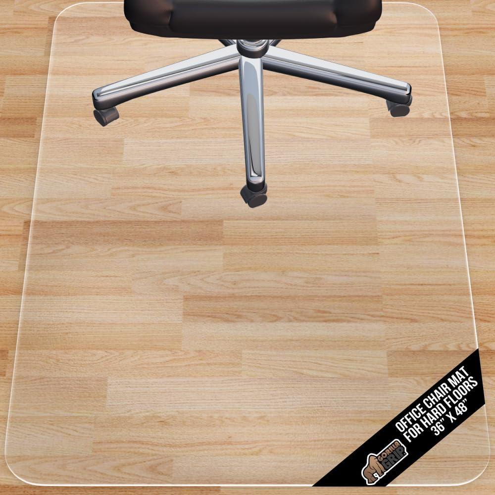 imageGORILLA GRIP Slip Resistant Clear Office Chair Mat for Carpet Floors Smooth Rolling Glide Under Desk Heavy Duty Plastic Computer Mats and Carpeted Floor Protector Work and Gaming Chairs 29x47 LipHard Floor